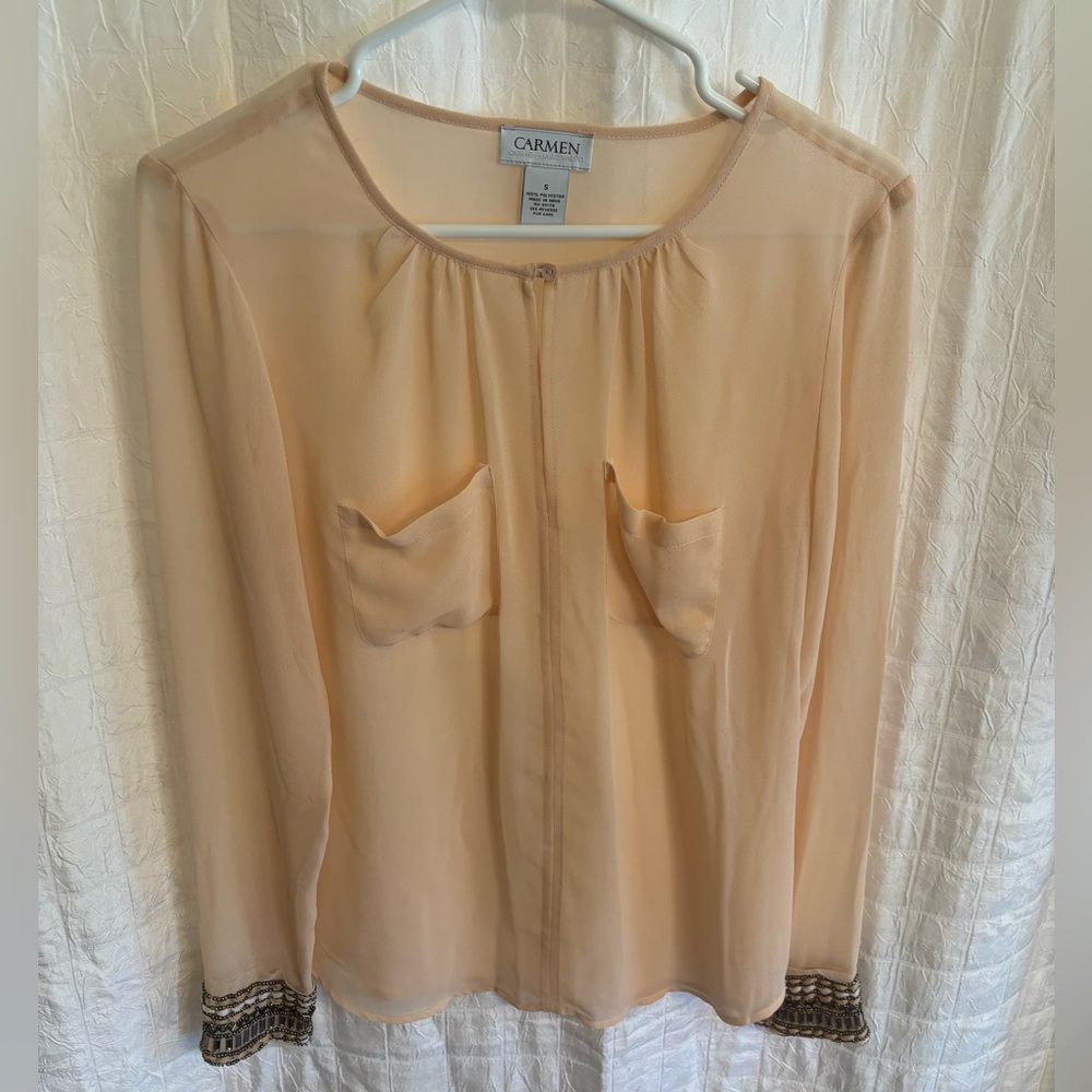 Carmen Marc Valvo Sheer Top